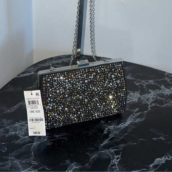 Inc International Concepts Clutch Loryy Sparkle Dressy Bag Rhinestone Black NWT - Picture 8 of 10